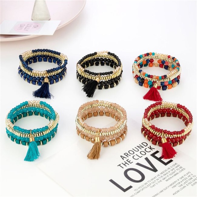 Women Summer Tassel Charm Beads Bracelets B-005768