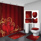 Bathroom Hotel Valentine's Day 3D Digital Printing Hanging Shower Curtain Liner Toliet Covers