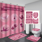 Bathroom Hotel Valentine's Day 3D Digital Printing Hanging Shower Curtain Liner Toliet Covers