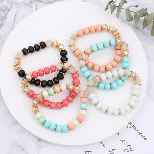 Women Charm Glass Crystal Bead Bracelets B-0069710