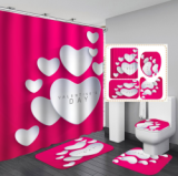 Bathroom Hotel Valentine's Day 3D Digital Printing Hanging Shower Curtain Liner Toliet Covers