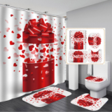 Bathroom Hotel Valentine's Day 3D Digital Printing Hanging Shower Curtain Liner Toliet Covers