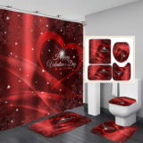 Bathroom Hotel Valentine's Day 3D Digital Printing Hanging Shower Curtain Liner Toliet Covers