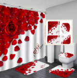 Bathroom Hotel Valentine's Day 3D Digital Printing Hanging Shower Curtain Liner Toliet Covers