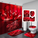 Bathroom Hotel Valentine's Day 3D Digital Printing Hanging Shower Curtain Liner Toliet Covers