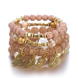 Beautiful Acrylic Glass Bead Pendant Bohemian Elastic Bracelets B-000718
