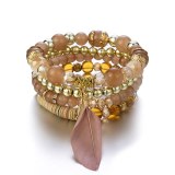 Fashion Bohemia Crystal Beaded Colorful Stone Wrap Bracelets B-003445