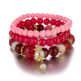 Women Handmade Glass Ceramic Elastic Rope Charming Bracelets B-004152