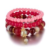 Women Handmade Glass Ceramic Elastic Rope Charming Bracelets B-004152