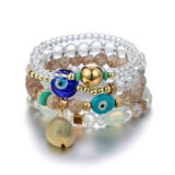 Bohemian Beach Style Multilayer Shell Evil Eyes Beads Pendant Charm Bracelets B-003041