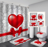 Bathroom Hotel Valentine's Day 3D Digital Printing Hanging Shower Curtain Liner Toliet Covers
