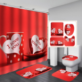 Bathroom Hotel Valentine's Day 3D Digital Printing Hanging Shower Curtain Liner Toliet Covers