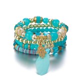 Fashion Bohemia Crystal Beaded Colorful Stone Wrap Bracelets B-003445