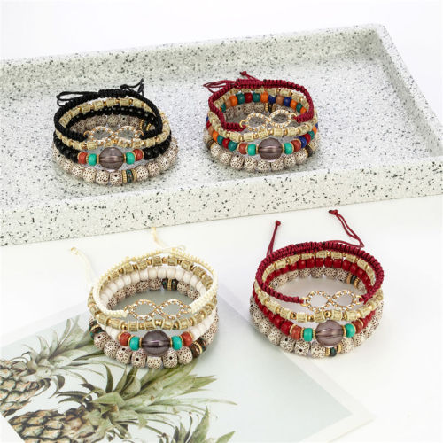 Women Braided Bohemia Charm Handmade Stone Bracelets B-004455