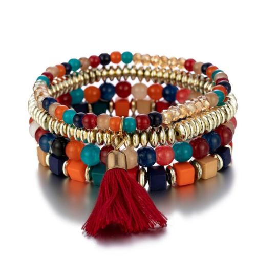 Women Summer Tassel Charm Beads Bracelets B-005768