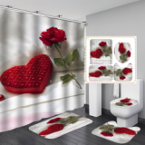 Bathroom Hotel Valentine's Day 3D Digital Printing Hanging Shower Curtain Liner Toliet Covers