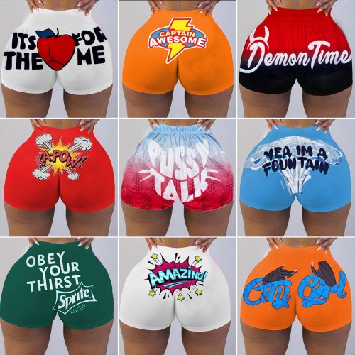 Women Summer Sexy Print Hip-Hop Beach Sports Shorts D947788