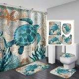 Digital Printing Marine Waterproof Polyester Bathroom Hanging Curtain Toliet Covers Set yxyl20190011223