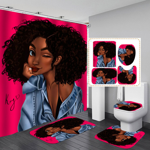 Textile Print Plain Black Women Bathroom  Hanging Curtain Toliet Covers yxyl20190013445