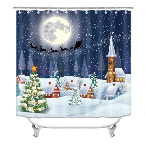 Creative Christmas Polyester Waterproof Bathroom Hanging Curtain Toliet Covers yxyl201900314