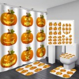 Pumpkin Kitty Bathroom Shower Hanging Curtain Toliet Covers Sets yxyl20190015061