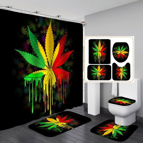 Fashion Colorful Purple Maple Leaf Bathroom Hanging Curtain Toliet Covers yxyl20190013243