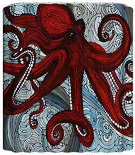 Red Octopus Polyester Fabric Bathroom Hanging Curtain Toliet Covers  yxyl2019003748