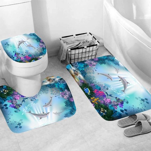 Ocean Design Dolphin Toilet Seat Waterproof Bathroom Hanging Curtain Toliet Covers yxyl2019003142