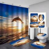 3D Ocean Design Dolphin Waterproof Fabric Bathroom Hanging Curtain Toliet Covers yxyl2019003041
