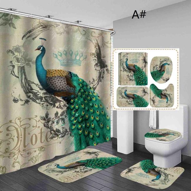 Waterproof Peacock Bathroom Hanging Curtain Toliet Covers yxyl201907788