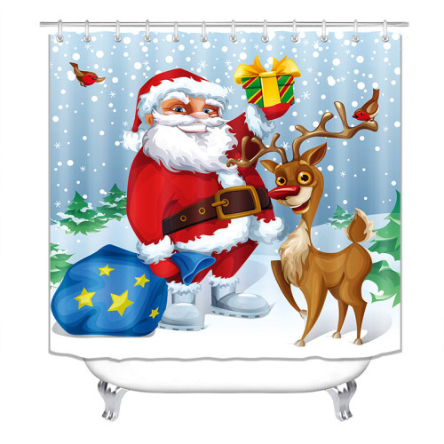 Digital Printing Waterproof Polyester Christmas Bathroom Hanging Curtain Toliet Covers yxyl2019005667