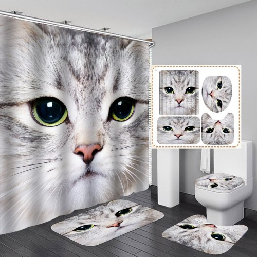 Foodie CatWaterproof Bathroom Hanging Curtain Toliet Covers yxyl2019001223