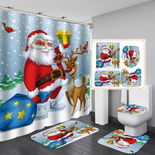 Digital Printing Waterproof Polyester Christmas Bathroom Hanging Curtain Toliet Covers yxyl2019005667