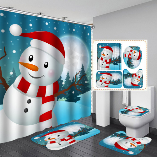 Fashion Printing Snowman Bathroom Hanging Curtain Toliet Covers yxyl2019005768