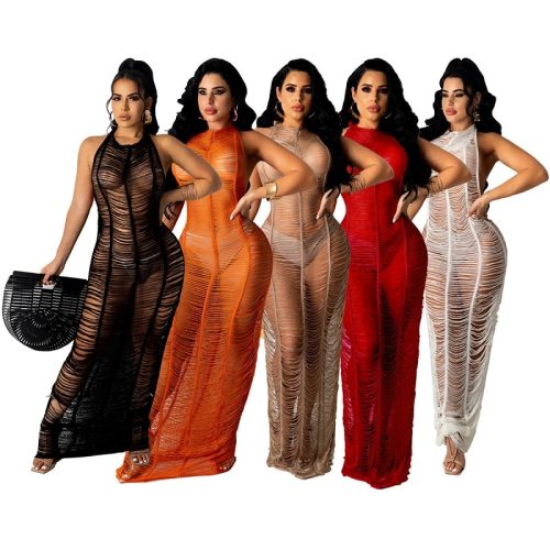 Summer Hollow out Beach Maxi Dress Dresses TS115061