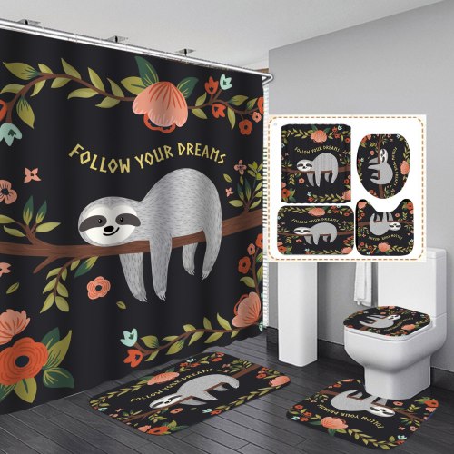 Cute Sloth Waterproof Bathroom Hanging Curtain Toliet Covers yxyl20190012839