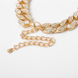 Shiny Rhinestone Choker Collar Punk Cuban Chain Necklaces for Women C270112