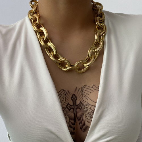 Women Statement Trendy Gold Plated Stainless Steel Necklaces 2769710