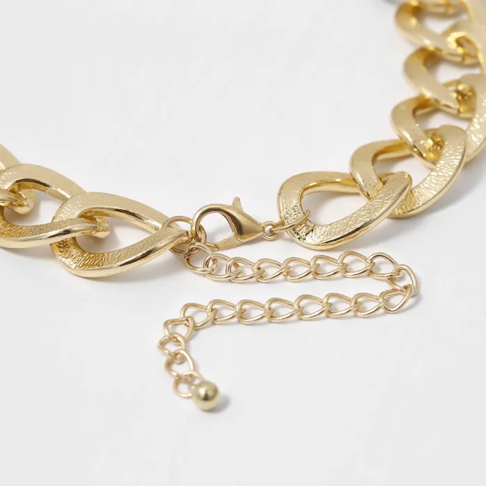 Women Statement Trendy Gold Plated Stainless Steel Necklaces 2769710