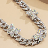 Women Full Diamond Hip Hop Butterfly Necklaces C368899