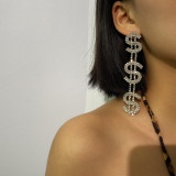 Women Bling Crystal Shiny Full Rhinestone US Dollar Stud Earrings B174455
