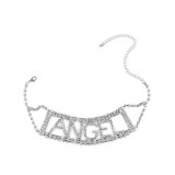 Sexy Women Shiny Rhinestone Letter Angel Choker Necklaces C141223