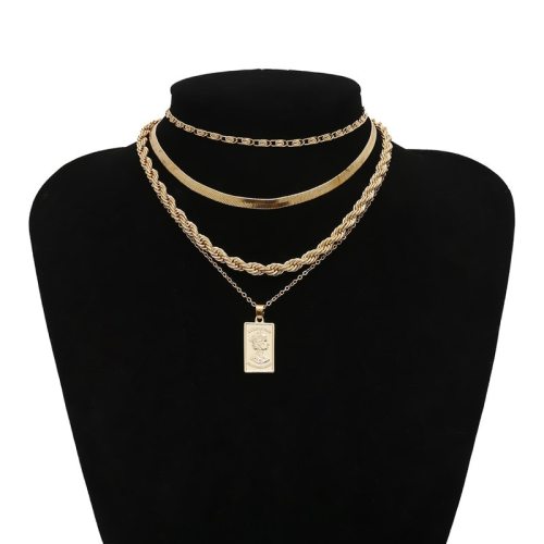 Multi Layer Twisted Metal Rope Chain Choker Necklaces C2990101