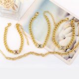 Gold Cuban Curb Link Chain Bracelets For Women brc8192