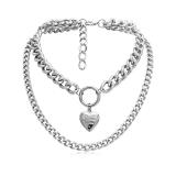 Women Big Thick Chain Round Hollow Punk Metal Heart Choker Necklaces C234051