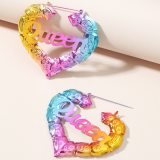 Fashion Women's Metal Gradient Color Heart-Shaped Earrings kh-668798