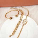 Women Dainty Chunky Thick Chain Skull Bangles Gold Bracelets X015465