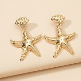 Women Wedding Starfish Shape Shiny Zircon Stud Earrings kh-664657