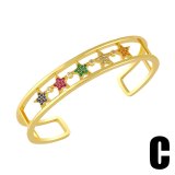 Women Hand Evil Eye Cuff Open Bangles Multicolor Star Bangle Bracelets brc8495