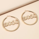 Women 18K Gold Plated Boss Letter Hoop Earrings kh-6719210